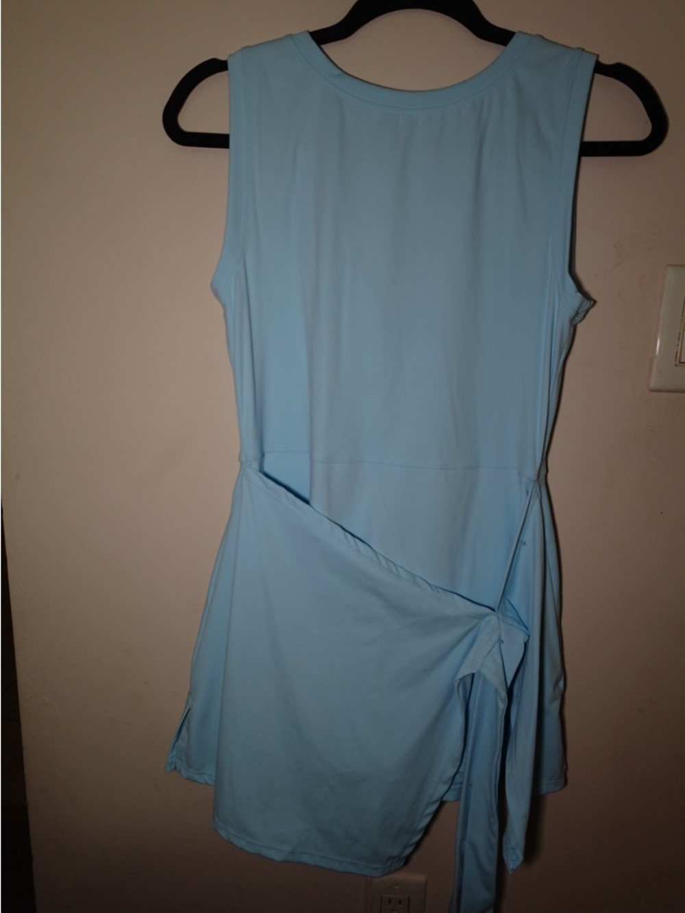 Backless Sleeveless Light Blue Tie-Waist Dress
